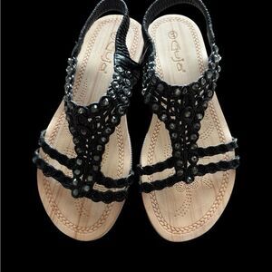 Guja Black Rhinestone Sandals – Size 37 EU / 6.5 US – Comfortable Special Design
